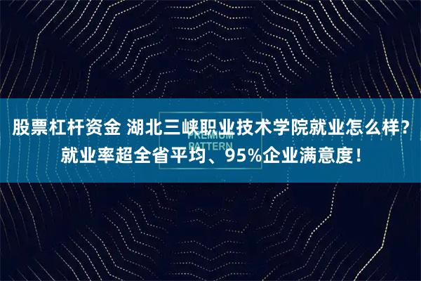 股票杠杆资金 湖北三峡职业技术学院就业怎么样？就业率超全省平均、95%企业满意度！